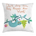 thumbnail image 1 of Sloth Throw Pillow Cushion Cover, Childish Doodle of Funny Mammal and Christmas Tree with Comic New Year Phrase Artwork, Decorative Square Accent Pillow Case, 24 X 24 Inches, Multicolor, by Ambesonne, 1 of 2