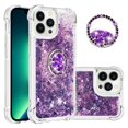 thumbnail image 1 of Funda para iPhone 14 Pro con Brillo Líquido Flotante, Purpurina, Parachoques y Anillo Giratorio Soporte, 1 of 5