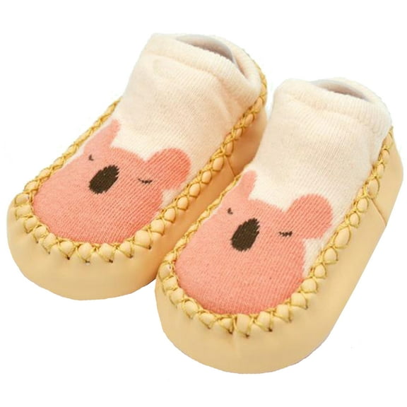 Baby Girl or Boy Slippers Socks - Stay-on Moccasins Toddler Floor - First Walker Shoes One Size Animal Knit Socks