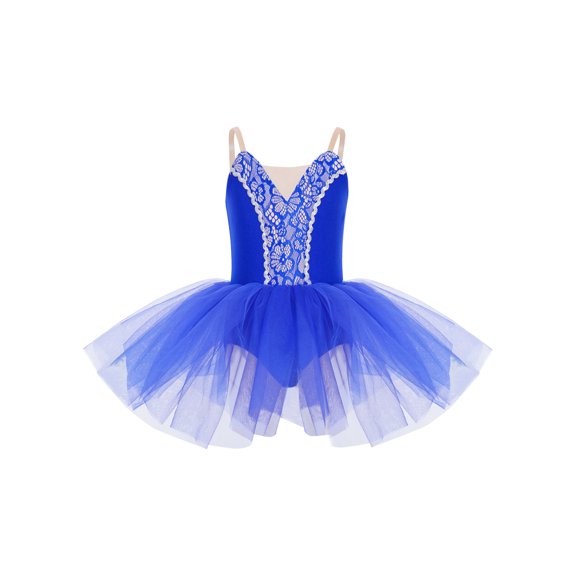 Doomiva Kids Girls Camisole Ballet Leotard Tutu Skirt Swan Lake Fancy Princess Dance Dress Ballerina Outfit Royal Blue 6