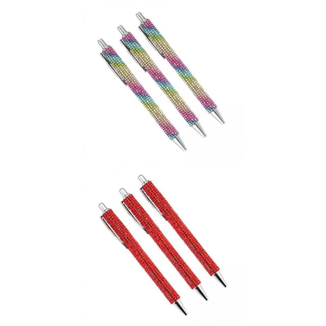 6x Gel Ink Pens Writing Smoothly Press Pen Colorful and Red