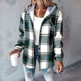 thumbnail image 4 of Camisas A Cuadros para Mujer, Chaqueta de Larga con Botones y Forro , Sudadera con Capucha, Blusa Informal de Moda. Verde S, 4 of 6