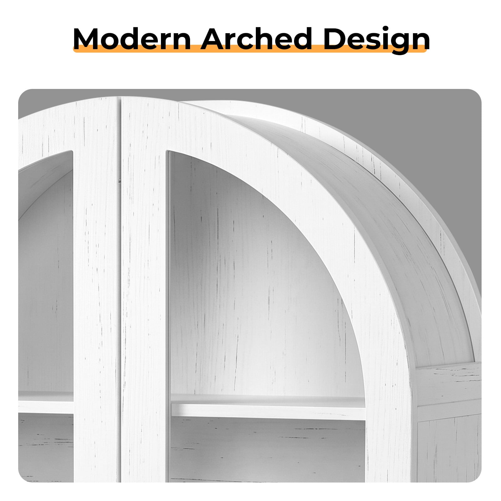 Arched Ceiling 2 Glass Doors 3 Shelves Bathroom Vanity MDF Melamine-Faced Bathroom Vanity with Towel Bar, Grey 23.62*9.45*31.5in