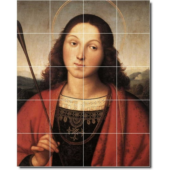 Ceramic Tile Mural-Raphael Men Painting 6. 17" w x 21.25" h using (20) 4.25 x 4.25 ceramic tiles