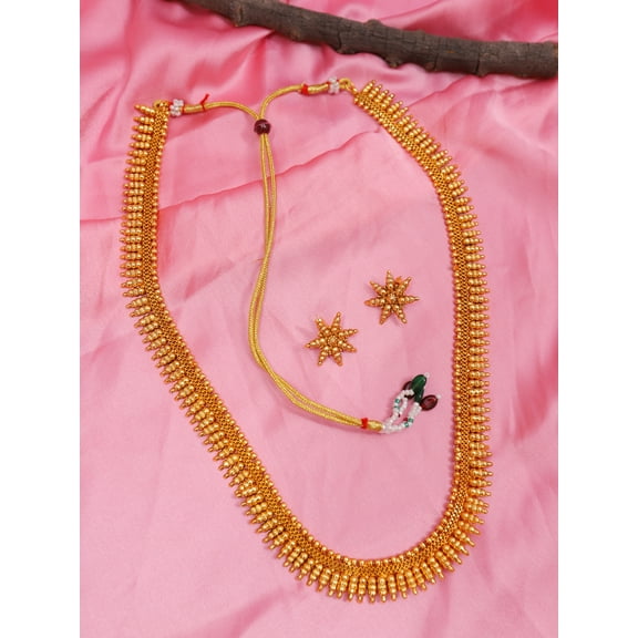 Traditional Gold-Plated Maharani Haar Necklace With Earring South Indian Jewelleery Set