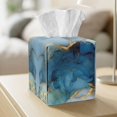 thumbnail image 5 of Xoenoiee Blue Marble Print Tissue Box Cover Square Tissue Box Holder with Bottom Snap, Foldable Napkin Facial Tissues Holder Dispenser Home Car Decor Facial Paper Organizer, 5 of 7