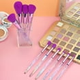 thumbnail image 4 of Juego de 10 brochas de maquillaje con mango transparente de cristal, brocha para base, corrector y sombra de ojos., 4 of 6