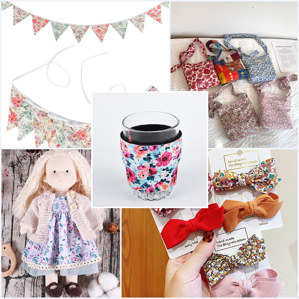 1set Flower Pattern Cotton Quilting Stripss Fabric Patchwork Fabric for DIY Craft Sewing Mixed Color 1000x65x0.1mm 40pcs/set