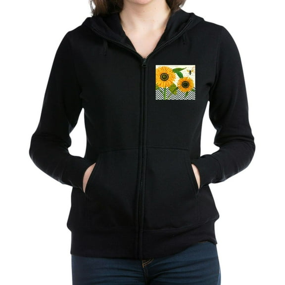 CafePress - Modern Vintage Sunflower - Women's Zip Hoodie