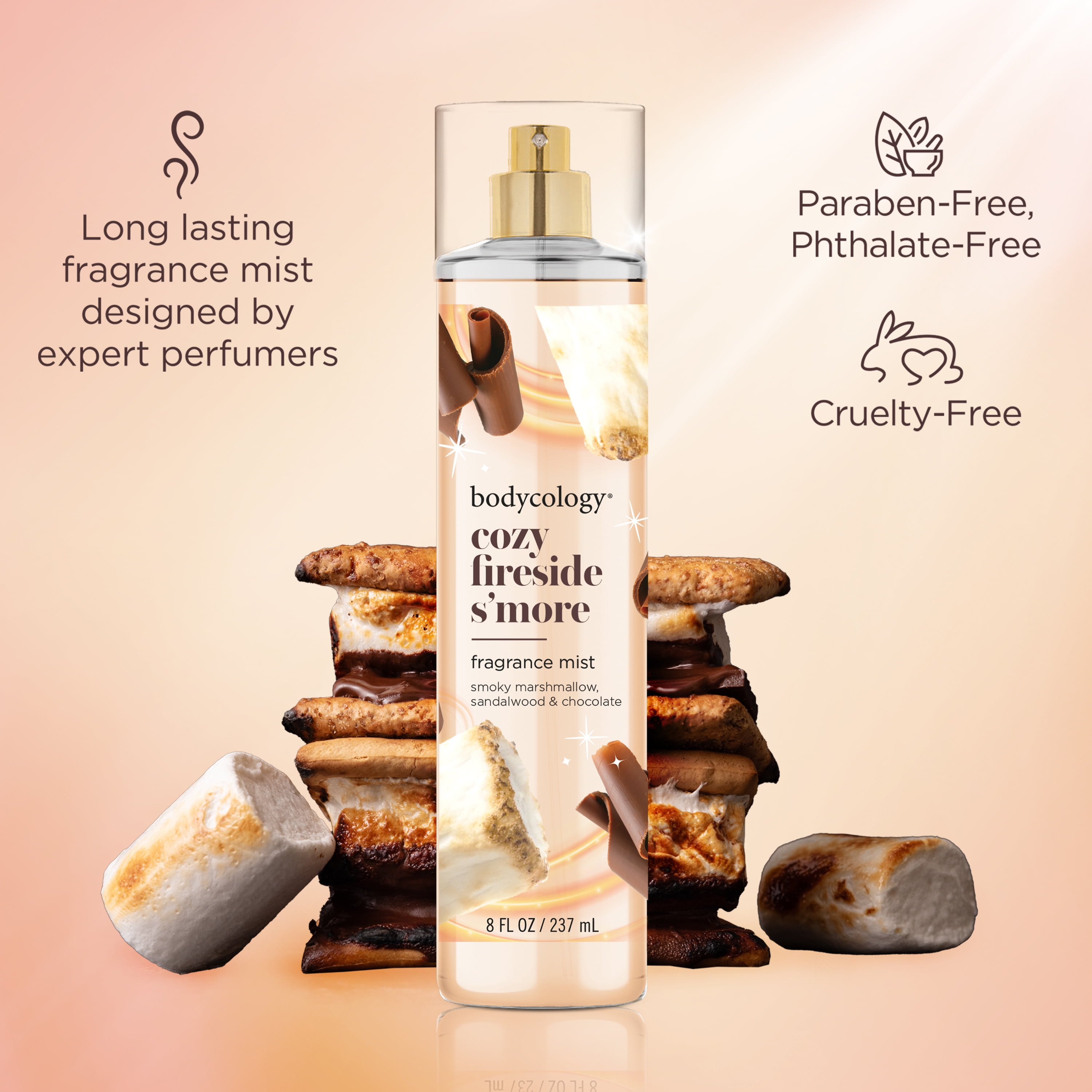 Bodycology, Fragrance Body Mist, 8 fl oz, Cozy Fireside S'more