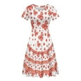 thumbnail image 2 of FKELYI Size L Short Sleeve Dress Casual Love Heart Bow Dresses for Women Knee Length Breathable Twirly Skater Dress Valentine's Day Gift, 2 of 5