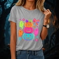 thumbnail image 2 of mgoYE Halloween Shirt Womens Cute Ghost with Coffee Pumpkin Graphic Casual Halloween Tee Autumn Thanksgiving Tops T Shirt for Women(Light Gray,XL), 2 of 9