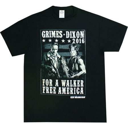 Walking Dead Grimes Dixon 2016 Poster Men's Black Shirt, (Best Site To Stream The Walking Dead)