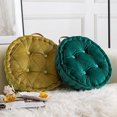 thumbnail image 2 of Namzi Diamond Pattern Chair Pads with Handle Soft Comfy Velvet Seat Chair Cushion for Dining Chairs, Office Chairs, Hardwood Floors (Dark Green,Diameter 16"), 2 of 5