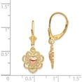 thumbnail image 4 of 14K Two-Tone Heart With Lace Trim Leverback Earrings (29 X 12) Made In Peru k4384, 4 of 5