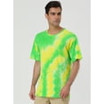 thumbnail image 3 of Unique Bargains Men's Summer Tie Dye Tee Tops Short Sleeves Hip Hop Printed T-Shirt M Green Yellow, 3 of 6