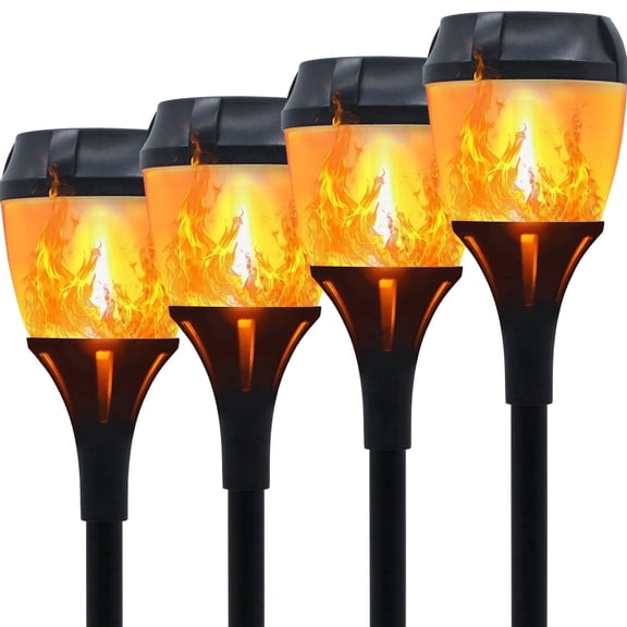 Magicorange 4 Pack Upgrade Solar Torch Lights with Flickering Flame, Waterproof Outdoor Solar Lights for Christmas, Garden, Landscape, Path, Yard, Patio