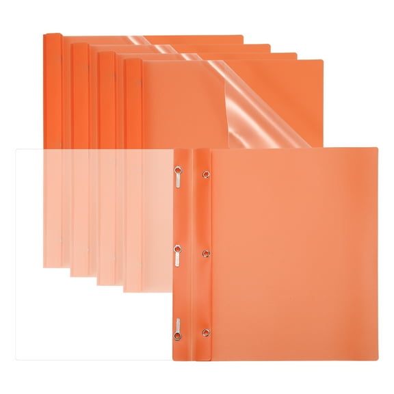 Plastic Report Covers with Prong, 5 Pcs 80 Sheet Capacity Clear Front Presentation Binders, Orange