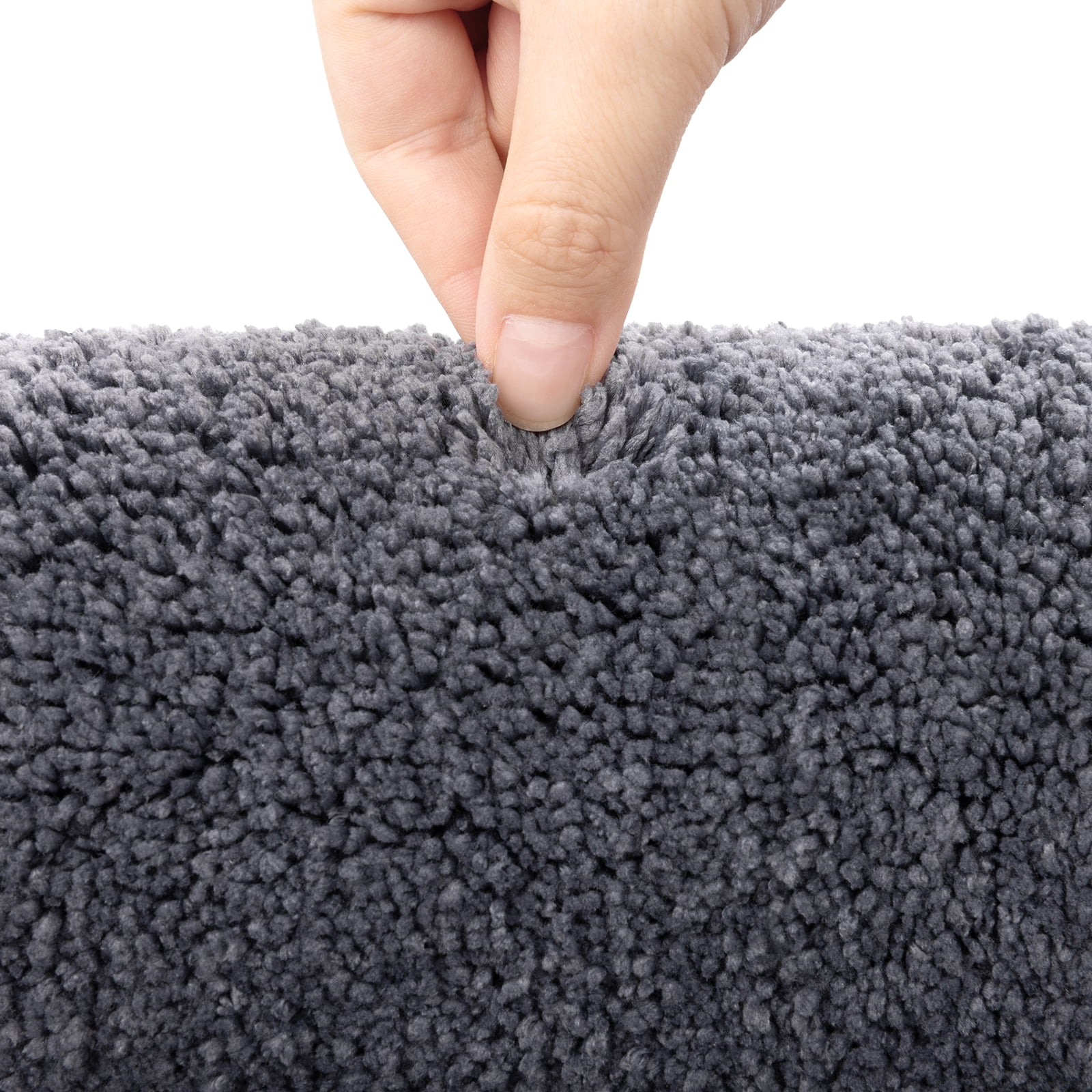 MeyJey Bathroom Rugs Set of 4 Piece, Bath Mats, Microfiber Non Slip Shaggy Ultra Soft Bathroom Runner with U Shaped Contour Toilet Mat for Bathroom, Shower Inside Floor, Dark Gray