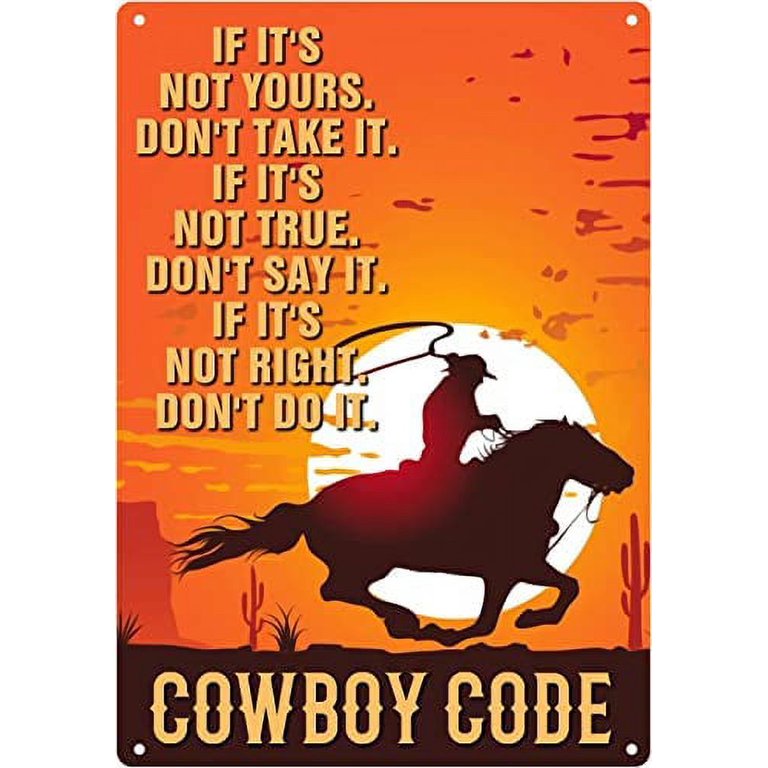 Cowboy On A Horse Metal Plaque Poster West Cowboy Code Vintage