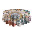 thumbnail image 5 of Round Waterproof Tablecloth 60×60 Inch, Boho Style Reusable Indoor/Outdoor Durable Table Cover for Party Kitchen Dinner Room Decor, 5 of 6