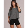thumbnail image 4 of Women Cropped T-Shirts Drop Shoulder Round Neck Crop Tops Casual Summer Solid Color Basic Tees, 4 of 4
