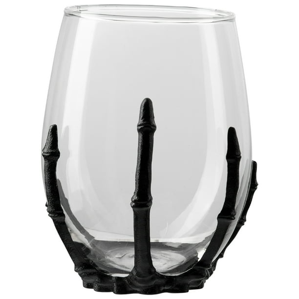 Way to Celebrate Clear Stemless Wine Glass, 10 fl oz. with Black