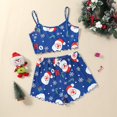 thumbnail image 2 of IMENGL Pajama Sets for Women Onesises Christmas Crop Tops with Shorts Round Neck Camisole Cute Sleepwear Loungewear Women's Pajamas Set,Blue, 2 of 3