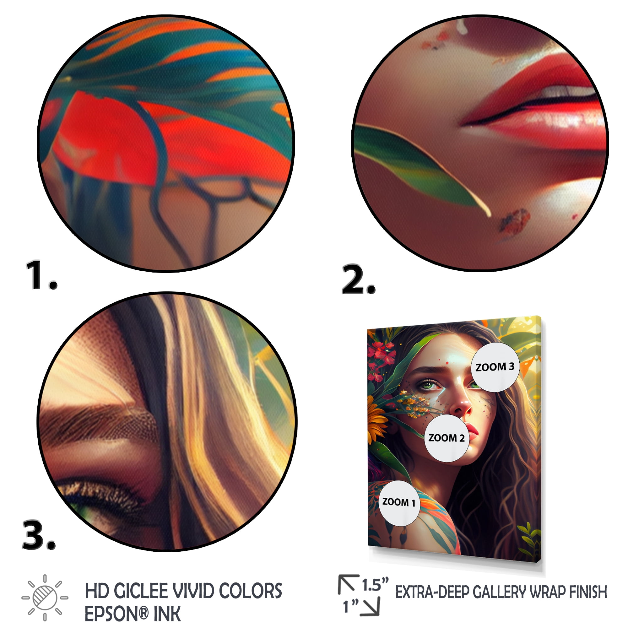 Designart Colorful Tropical Woman Portrait I Canvas Wall Art