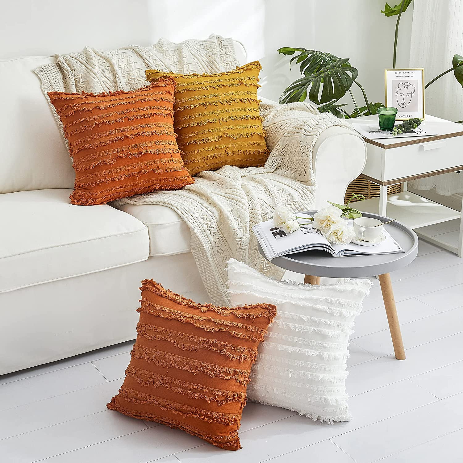 IGUOHAO Navy Blue Throw Pillow Covers for Couch Sofa Bed Cotton Linen Decorative Pillows Cushion Covers 18 x 18 inches Set of 2 Burnt Orange 22 x 22 Walmart