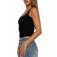 thumbnail image 4 of Women Summer Square Neck Tank Tops Workout Cropped Ribbed Summer Camisole Sleeveless Clothes Black S, 4 of 10