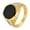 Gold, variant on Men's Stainless Steel Big Round Black Stonestone Signet Rings Micro Pave CZ Crystal Inlaid Wedding Finger Band Gold Size 7