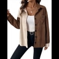 thumbnail image 3 of Blusas de para Mujer, Camisas con Botones, Bolsillos, Mangas Largas, Chaquetas y Abrigos. Marrón M, 3 of 10