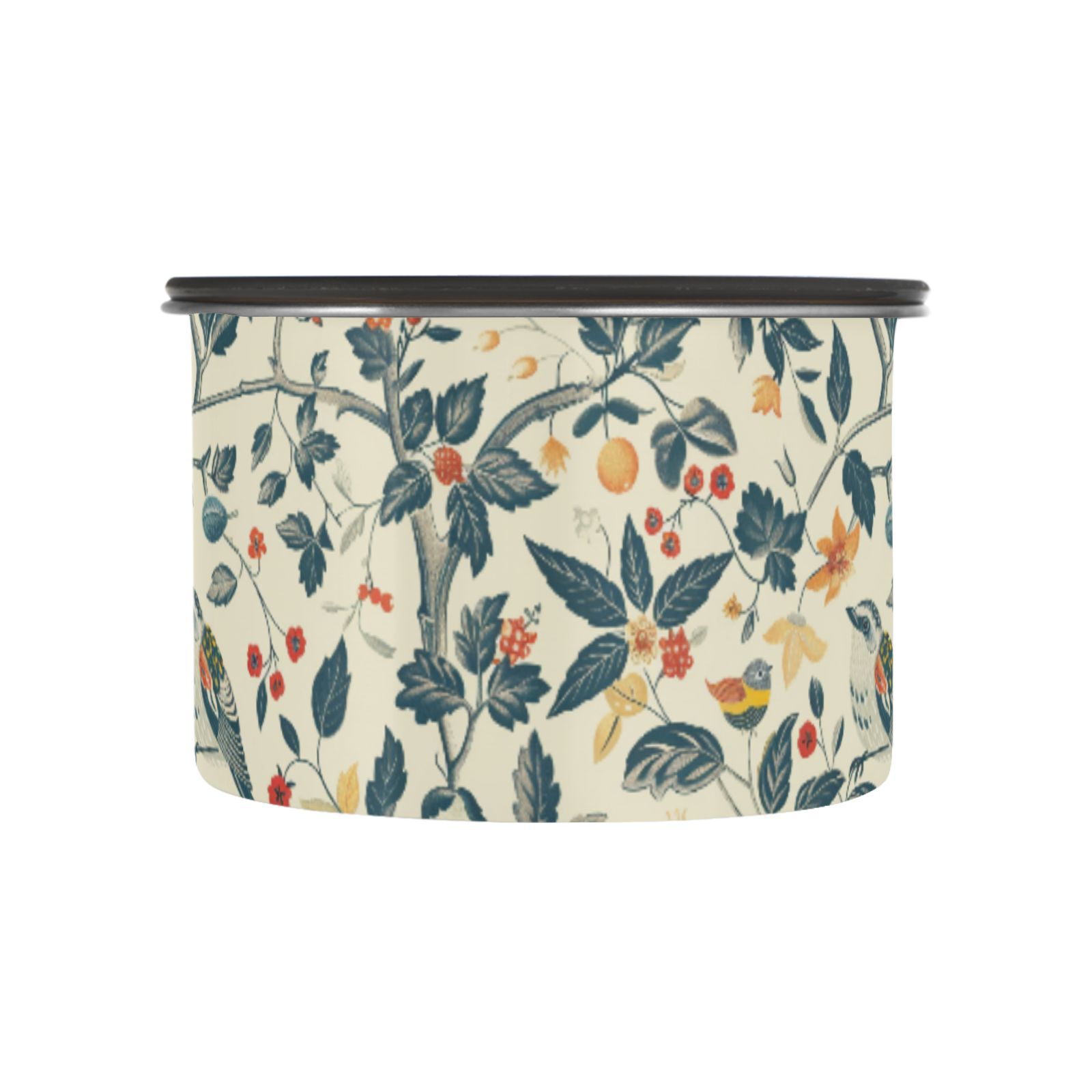 Vintage Birds Leaves Airtight Coffee Bean Canister 30oz Food Storage Containers with Lids For Gournd, Tea, Sugar, Flour, Rice, Cereal, Candy Cookie Jar