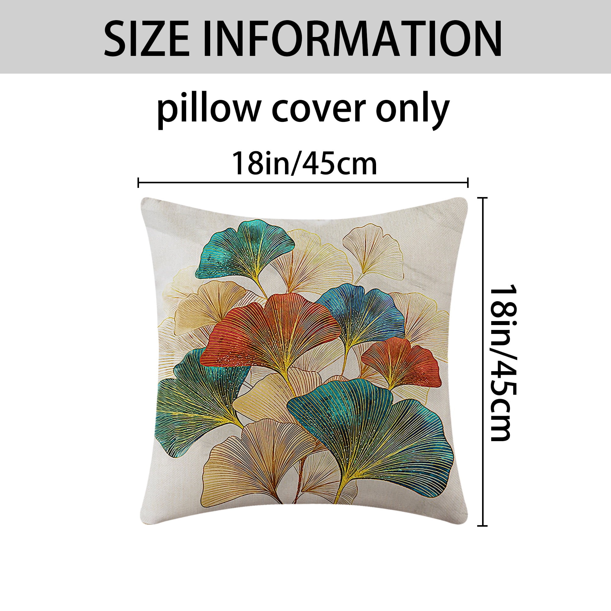 Unique Bargains Ginkgo Leaf Pattern Throw Pillow Covers Set of 2 Flower Pattern 4