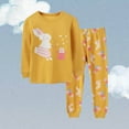 thumbnail image 2 of Toimothcn Toddler Kids Girls Outfit Set Long Sleeve Cute Cartoon Rabbit Printed Pajamas Stretchy Pants 2Pcs Pjs Outfit Sets Soft Comfortable Sleepwear Clothes Sets Comfy Girl'S Dailywear, 2 of 7