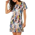thumbnail image 2 of Picia Colourful Horses Pattern Women’s Nightdress – Casual Short-sleeved Loose-Fit Sleepwear, Soft Cotton Short-Sleeve Sleep Shirt for Relaxation & Comfort, 2 of 6