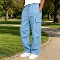 thumbnail image 2 of Bovxnpu Unisex Boys Sweatpants Kids Elastic Waist Drawstring Side Cargo Pocket Jogger Sweatpants Bottoms, 2 of 8