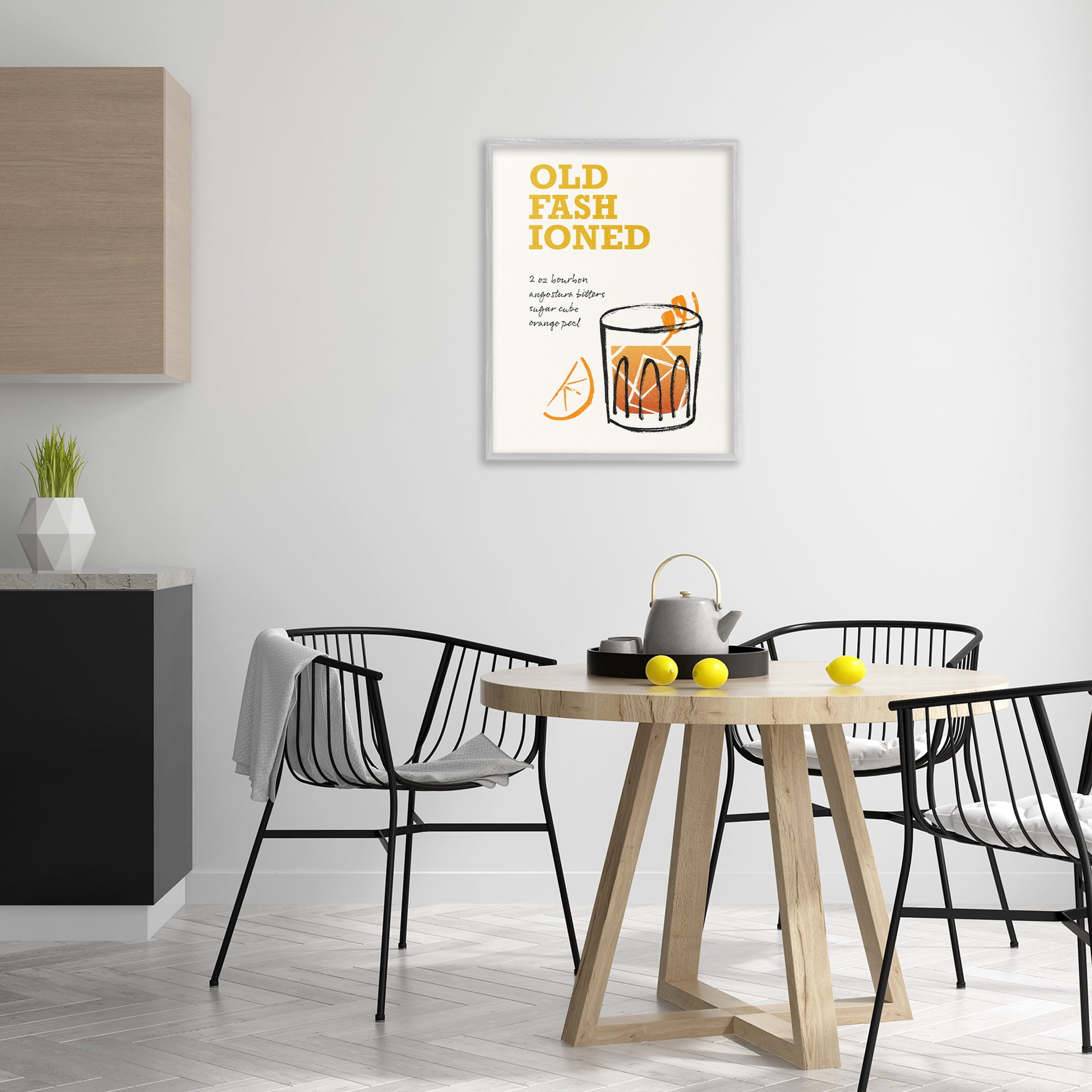 Stupell Industries Old Fashioned Recipe Food & Beverage Painting Gray Framed Art Print Wall Art, 24 x 30