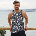thumbnail image 6 of Uemuo Purple-Gold Triangles Pattern Men's Muscle Shirts Sleeveless Dry Fit Gym Workout Tank Top Lightweight Sports Tank Top Beach Tank Top, Loose-fit Sleeveless Shirt-3X-Large, 6 of 7