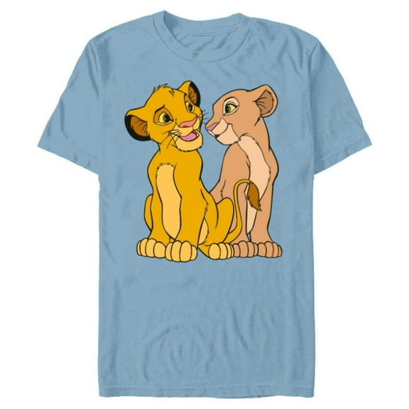 Disney The Lion King Young Simba and Nala Together - Short Sleeve Blended T-Shirt for Adults - Customized-Ocean Blue