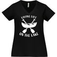 thumbnail image 3 of Inktastic Living Life on the Lake Women's Plus Size V-Neck T-Shirt, 3 of 5