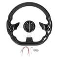 thumbnail image 1 of Volante de 13 pulgadas de cuero PU negro estilo de carreras, cómodo agarre, modificación de volante de repuesto para automóvil, 1 of 15