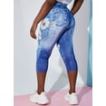 thumbnail image 4 of Rosegal Women's Plus Size Daisy 3D Print Capri Jeggings, 4 of 5