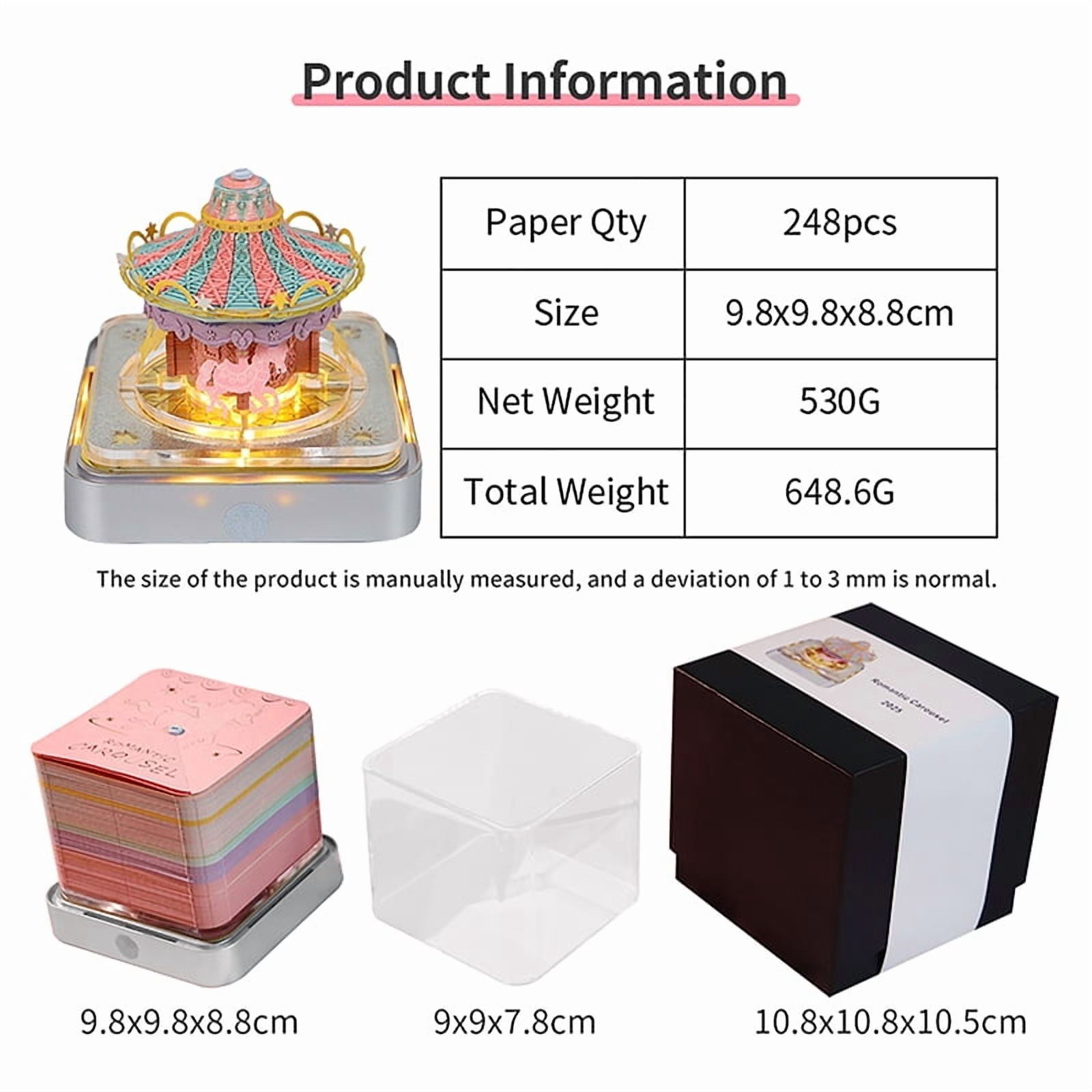 Time Piece Calendar 2026 Desk Calendar With LED Light 3D Tear-away Calendar Paper Carving Art Pad Notepad Gift Christmas