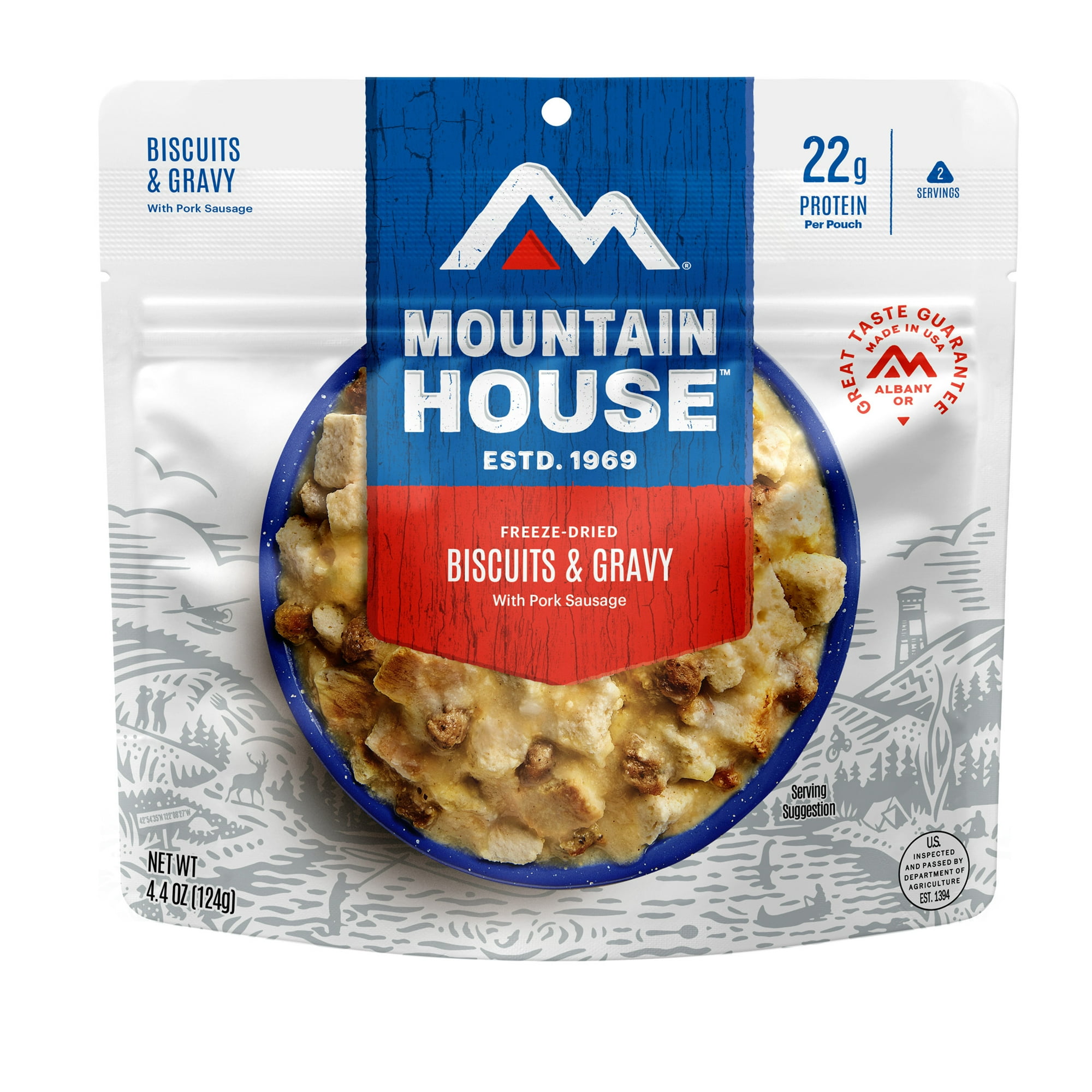 Mountain House Biscuits & Gravy, Freeze-Dried Camping & Backpacking Food, 2 Servings