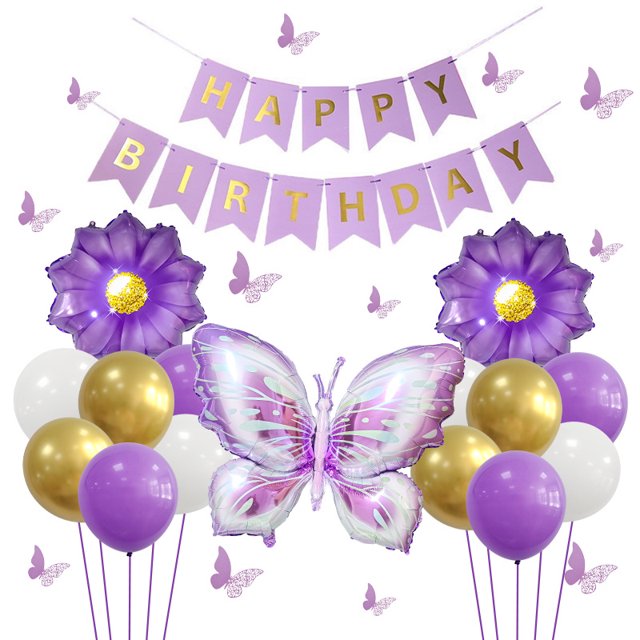 Kit de arco de globos con forma de mariposa morada, 38 piezas | Lavender G
