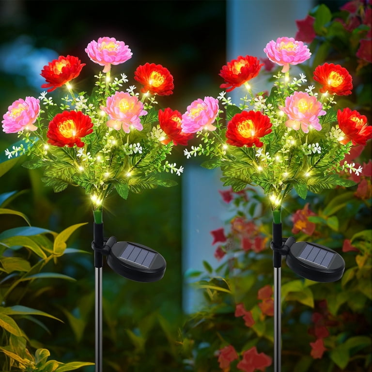 Qoosea Solar Flower Lights, 2 Pack Snow Lotus photo 1