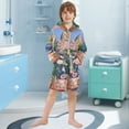thumbnail image 5 of FORMRS Niños Bathrobe Unisex Hooded Robe Soft Plush Pajamas Sleepwear, Size 2-3T, Green Window, 5 of 7