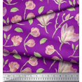 thumbnail image 3 of Soimoi Purple Cotton Duck Fabric Leaves & Magnolia Floral Fabric Prints By Yard 42 Inch Wide, 3 of 3